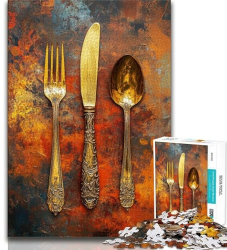 Besteck-Puzzle für Erwachsene, 1000 Teile, anspruchsvolles Spiel und Familienspiel, ganze Familie, 50x75cm