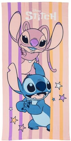 Aymax Disney Lilo & Stitch Angel Mikrofaser Strandtuch/Badetuch XL 70x140 cm – schnelltrocknendes Handtuch
