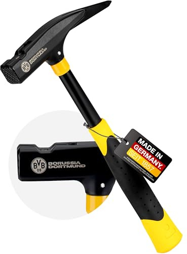 PICARD Latthammer BVB Edition Nr. 620M | Zimmermannshammer im Offiziellen Borussia Dortmund Design | Lizenzprodukt für echte Borussia Fans | Hammer für Profis | Latthammer Picard aus Spezialstahl