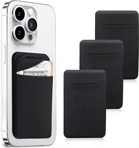 COYUN 3er Pack Kartenhalter Hülle,Handy Kartenhalter Kartenhülle Stick on Wallet Kartenhalter Kartenetui Dehnbare Aufklebbare Handyfach für iPhone, Android Smartphone(Schwarz)
