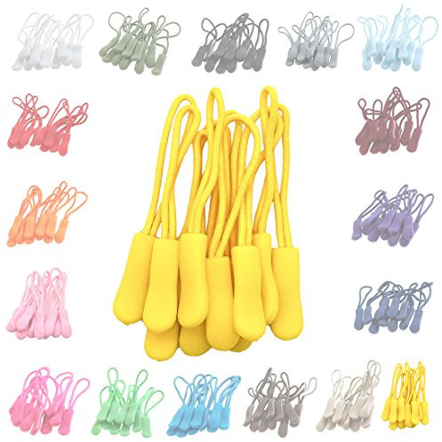 10 Zipper-Schlaufen 70 Farben Reißverschluss-Anhänger Reißverschluss-Verlängerung Pull Anhänger, Farbe:gelb