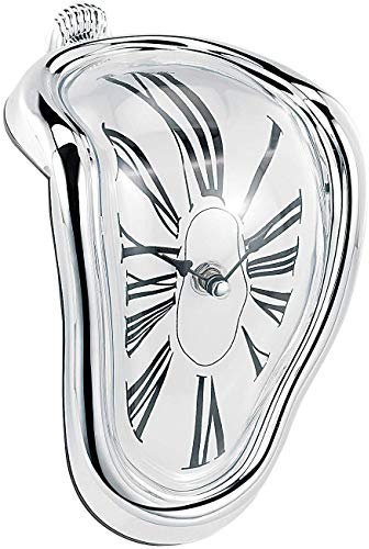 Monsterzeug Designeruhr Zeitfluss, schmelzende Wanduhr, Originelle Glasuhr, Kunst Uhr, Regaluhr rutschfest, Surrealismus, Römische Zahlen