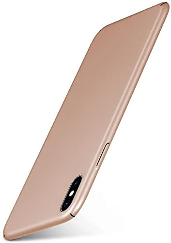 moex Alpha Case für Apple iPhone XS Max Hülle Ultra Dünn, Schutzhülle mit erhöhtem Kameraschutz, Slim Cover Hardcase Backcover, Dünnste Handyhülle Minimalistisch, Matt Gold