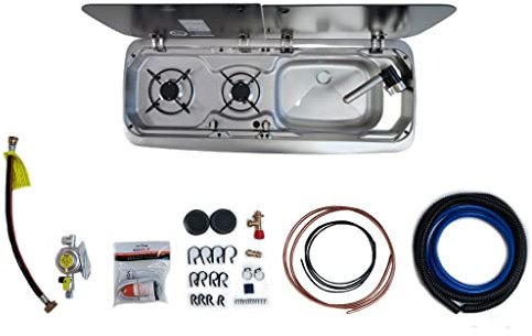 Clearcut -Smev 9222 - Right-Hand Sink with Hob - Full Installation Kit - Truma Regulator - 12L Water Container