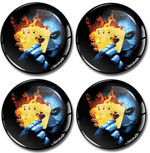 Biomar Labs® 4 x 50mm Aufkleber 3D Silikon Joker Spielkarten Poker Für Radkappen Nabenkappen Radnabendeckel Rad-Aufkleber Nabendeckel A 2850