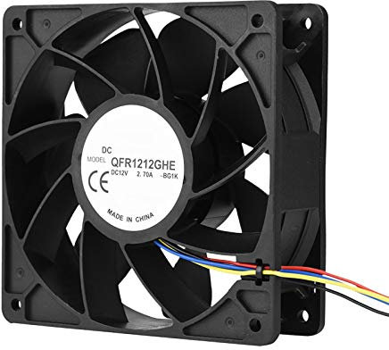 ASHATA Generic 120x38mm Cooling Fan, 4 Pin Connector DC 12V 2.7A 6000RPM Cooling Fan for Antminer S7 S9