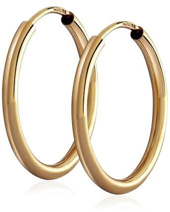 NKlaus Creolen 585 Gelbgold 14 Karat rund 20mm Rohrstärke 1,8mm 2 Stück | Als Geschenk für Sie und Ihn geeignet