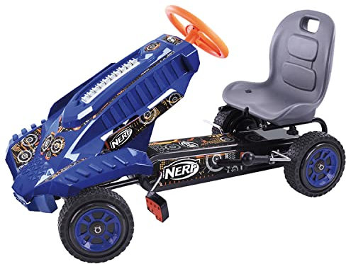 Hauck Pedal Go Kart, NERF Striker - for Children 4 Years+ up to 50 kg, Steel Frame, Adjustable Seat, Handbrake, Large Wheels with Rubber Profile, Slots for NERF Darts and NERF Blaster