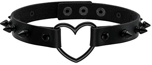 JJDreams Choker Herz Leder Choker Halsband Gothic Damen Punk Choker Spikes Halsband Schwarz Frauen