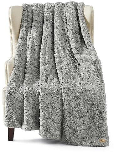 UGG 10485 Adalee Weicher Kunstfell-Überwurf, wendbar, luxuriös, gemütlich, flauschig, Hotelstil, luxuriöse Heimdekoration, luxuriöse, weiche Decken für Sofa, Versiegelung