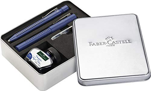 Faber-Castell 201506 - Gripset 2011, Grip Füller Feder M, ein Kugelschreiber, inklusive Tinte und Konverter, blau
