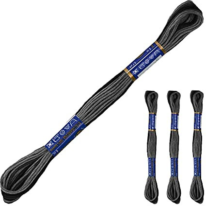 3 Docken Stickgarn je ca. 8m Sticktwist mit Farbverlauf 100% Baumwolle Stickerei Farbwahl, Farbe :99592 Grau-/Schwarztöne