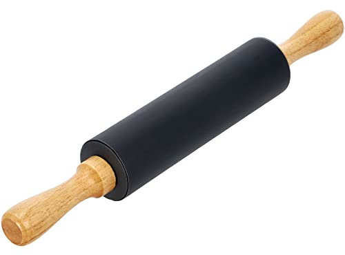 KADAX Rouleau à pâtisserie en silicone avec revêtement antiadhésif, rouleau à pâtisserie avec poignée adaptée, rouleau à pâtisserie pour pâte feuilletée, piroggen, pâtes (noir)