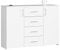 AKORD Kommode K45 110 cm | mit 2 Türen und 4 Schubladen | Schrank | für das Wohnzimmer | für das Schlafzimmer | B110 x H80 x T35 cm | Gewicht 48,00 kg | Weiß