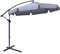 Outsunny 2.7m Garden Banana Parasol Cantilever Umbrella with Crank Handle and Cross Base for Outdoor, Hanging Sun Shade, Dark Grey