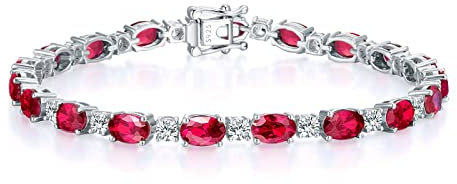 GEMLANTO Armband Damen 925 Sterling Silber Rubin Tennis Armband Frauen Juli Geburtsstein Schmuck Geschenk für Valentinstag Verlobung Geburtstags Muttertags Weihnachten