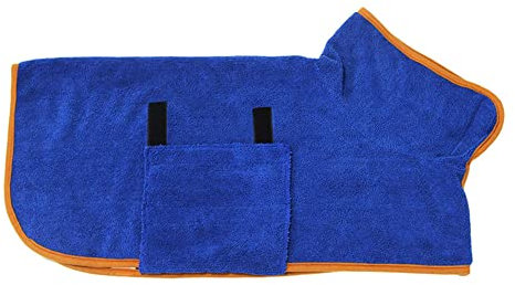 Hixingo Hundebademantel Mittelgroße Hunde, Hundehandtuch Extra Saugfähig Mikrofaser Badetuch mit Klettverschluss Verstellbar Einfarbig Haustier Handtuch für Kleine, Große Hunde und Katzen (XS,Blau)