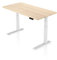 Könighaus - AGIL - Ergonomischer Premium Schreibtisch mit Doppelmotor - Elektrisch Höhenverstellbar (Weißes Gestell mit Ahornfarbener Tischplatte)