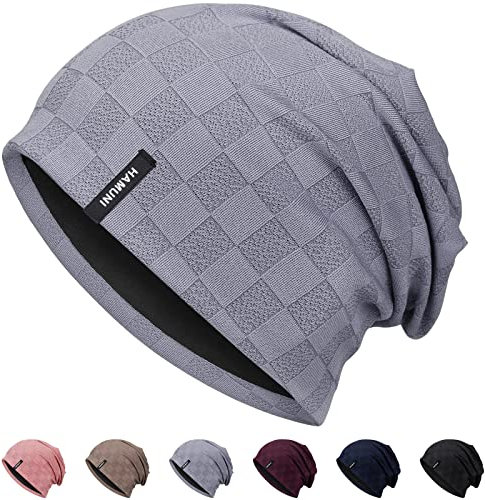 HAMUNI Slouch Beanie Mütze für Herren Damen, Dünne und Leichte Jacquard Jersey Beanies Chemo Kopfbedeckung Mützen Laufmütze Mütze Slouchy Baggy Beanie Unisex Flexible Klassische Winter Sommer Hüte