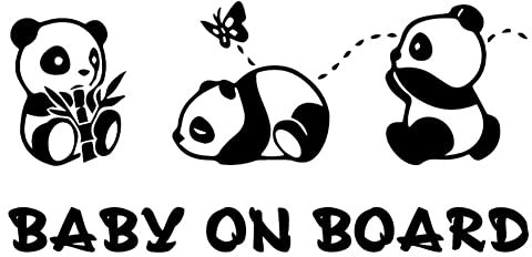Herbests Auto Dekorativer Aufkleber - 5 Stück Lustige Cartoon Panda PVC Motorhaube Aufkleber, Kreative Emblem Sticker für Karosserie und Fenster, Selbstklebend Styling, Schwarz