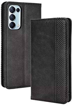 EASSGU Handyhülle für Oppo Find X3 Lite/Oppo Reno5 5G (6.43 Inches) Flip Folio PU Leder Magnetschalter Schutzhülle, [3 Kartenfach] [1 Wallet] Stand Case - Schwarz