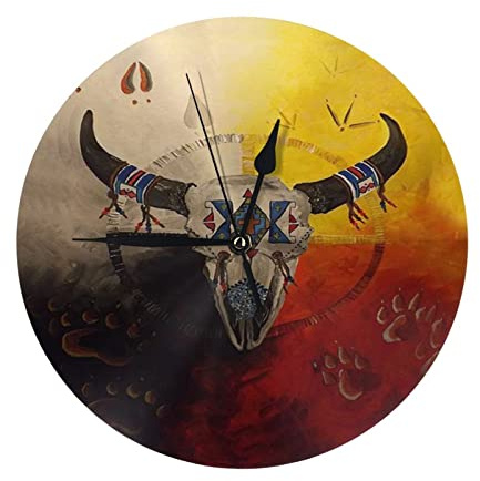 Indianer Runde Wanduhr, Wohnzimmer Dekor Wanduhr, leise kein Zecken schöne Uhr 25,4 cm