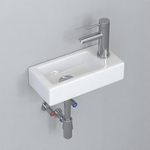 Lavandino per lavabo a parete piccolo lavabo rettangolare in ceramica (mano destra)
