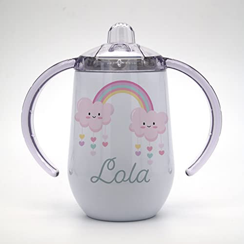 Marquage Unique Gobelet/Tasse à bec enfant Personnalisable - Idée cadeau personnalisé prénom - Gobelet Apprentissage Arc en Ciel - CL0015a