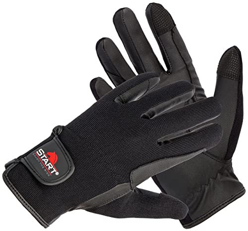 Start Sumatra Profi-Reithandschuhe für das ganze Jahr, bequem, rutschfest, flexibel, Touchscreen-Handys – Handschuhe Damen Herren Unisex Sporthandschuhe, Outdoor Anti-Rutsch Full Finger (Schwarz, XL)