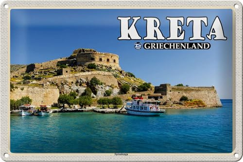 Femer Blechschild Reise 30x20cm Kreta Griechenland Spinalonga Insel