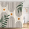 ASDCXZ Rideau de Douche Boho 150x180 cm, Art Abstrait Moderne Style Boho Feuilles Vertes Ligne de Soleil Orange Beige Lavables Rideau Douche imperméable en Textile pour Baignoire avec 12 Crochets