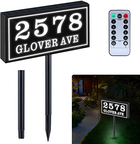 Numeri civici solari per esterni moderni alimentati Indirizzo targa solare indirizzi per cantiere Led numeri di indirizzo per illuminazione della casa Nome della strada illuminato con pali telecomando
