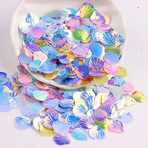 360 Stück Shell Pailletten,Shell Form Pailletten basteln Lose Pailletten Cup Schillernde Spangles Handgemachte DIY Kreative Farbe Perlen Pailletten für Handwerk Hochzeitsdekoration 13mm,Mischfarbe