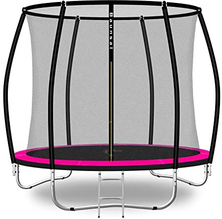 Baunsal® Trampolin Outdoor Ø 183 cm (FGIS) pink-schwarz als Komplettset Gartenspielzeug Kindertrampolin Gartentrampolin rund Garten Spielzeug für Kinder