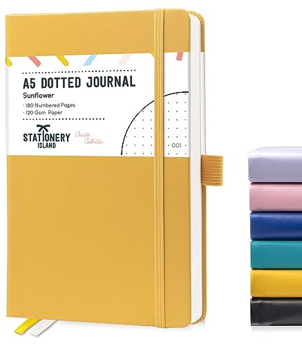 STATIONERY ISLAND Notizbuch Dotted 5,3 x8,4, 180 Nummerierte Seiten Journal Buch, 120gsm Papier Notizbuch Gepunktet, Hardcover Bullet Dotted Journal