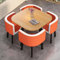 MAxba Quadratisch Essgruppe Esstisch Stühlen 4 Set Konferenztisch mit 4 Stühlen Balkon Esstisch Set Couchtisch Besprechungstisch (Color : Orange)