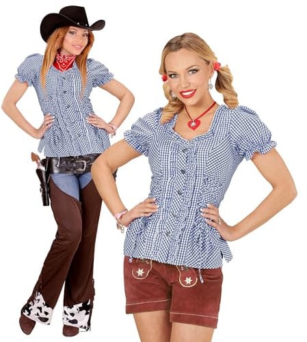 W WIDMANN MILANO Party Fashion - chemisier, bavaroise, chemisier en costume traditionnel, chemise femme, fête de la bière, cowgirl, shérif