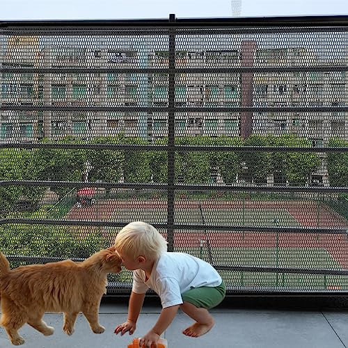 Balcony Safety Net for Kids Banister Guard Pet Balcony Guard Balcony Netting for Pets-10ft X 3ft Thick Rail Net for Balcony Apartment Cat Netting Balcony Safety Netting for Railings Stair (Black)