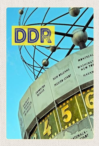 AGDeko® Holzschild Berlin Deutschland Weltzeituhr DDR Größe 30x20 cm