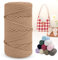 LEREATI Polyester Garn 150m Makramee Garn 4mm Geflochten Polyester-Seil Farbig Häkelgarn, Polyester Macrame Cord 4mm für Häkeltasche Umhängetasche Handtasche Geschenk Strickwaren (Dunkles Beige)
