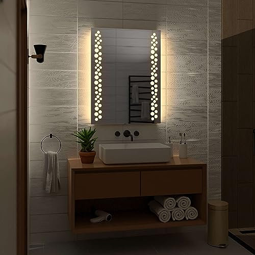 Alasta Toronto Badezimmer Spiegel mit Beleuchtung 40x60 cm WarmWeiß LED Badspiegel Wandspiegel Badezimmerspiegel mit Beleuchtung Spiegel mit Licht Rechteckspiegel