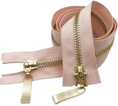 ZacLAy Cerniera Con Denti In Metallo Oro Chiaro Con Doppio Cursore Da 80/100/120Cm, Rosa, 5#, 80cm