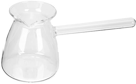 Amosfun Cafetière Turque En Verre Transparent Avec Poignée Latérale Chauffe-Lait Beurre Théière Sur La Cuisinière Petite Bouilloire Chocolat Chaud Bouillant Pour