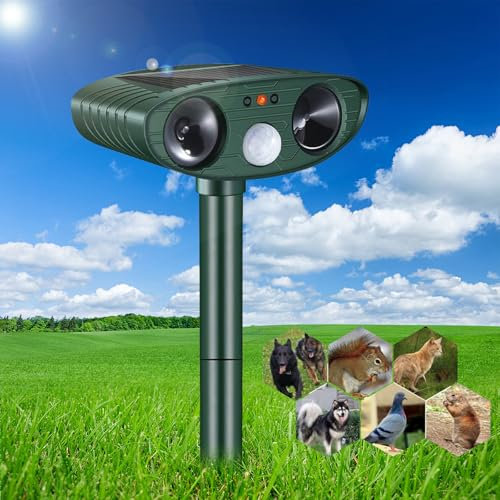 Solar Cat Repellent, Solar Powered Ultrasonic Animal Repeller and Cat Deterrents with PIR Motion Sensor, Waterproof Scarer Animal Repellent for Garden Yard Squirrels Cats Rats Fox