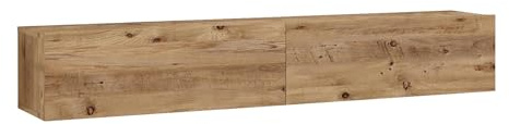 Vente-unique - Mueble de TV de Pared de 2 Puertas - Luz Natural - AUBEPINA