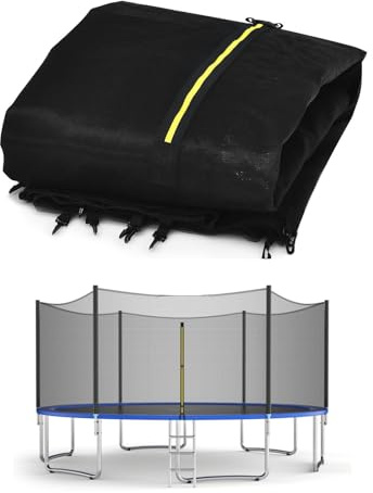 LIFEZEAL Sicherheitsnetz außenliegend für Trampolin, Gartentrampoline Ersatznetz mit Reißverschluss & Schnallen, Trampolinersatznetz Fangnetz, Netzhöhe 180 cm
