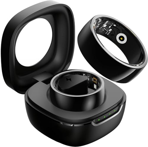 Smart Ring Android Fitness Tracker Ring Smartringe für Herren Damen Smart Ring Herzfrequenz Wasserdicht Smartring mit Schrittzähler Schlaftracker Ring iOS Smart Workout Fitness Ring Edelstahl