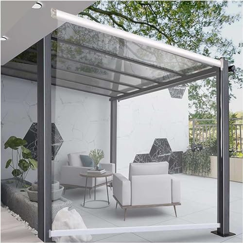 Generisch Transparentes Wasserdichtes Rollo PVC-Kunststoff-Regenschutz-Fenster-Rollos Outdoor-Balkon-Terrassen-Tür Durchsichtige Rollos Wärmeisoliert Staubdicht mit Zubehör,150 * 250cm