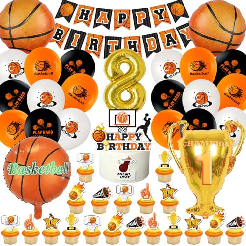 Basketball Kindergeburtstag Luftballons 52 Stück, Basketball Deko Geburtstag 8 Jahre,Basketball Geburtstagsparty Ballon Helium,Basketball Thema Geburtstagsdeko für Jungen Mädchen