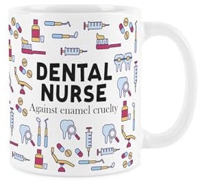 Dental Nurse Mug - Humorous Teeth Themed Novelty Gifts - Tea/Coffee Hot Drinks Ceramic Cup Present